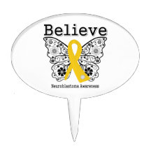Believe - Neuroblastoma Cancer Butterfly Cake Toppers