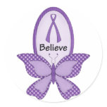 Believe- Purple Awareness Ribbon Stickers