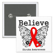 Believe Stroke Awareness Pinback Button