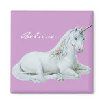 Believe Unicorn Square Magnet  