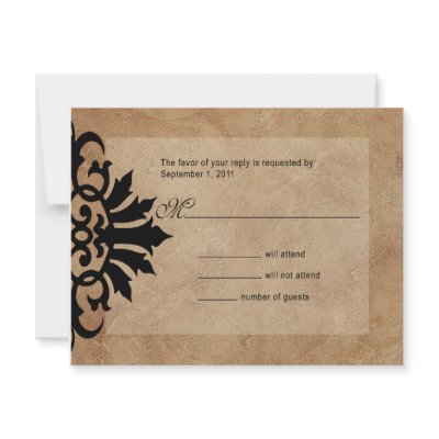 Belise Scroll Flourish RSVP (black/tan) Heather We Personalized Announcements by Special_Occasions