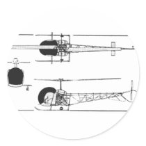 Bell 47 Helicopter Round Sticker