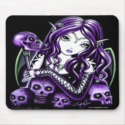 Belladonna Purple Skull Fairy Mousepad by mykajelina