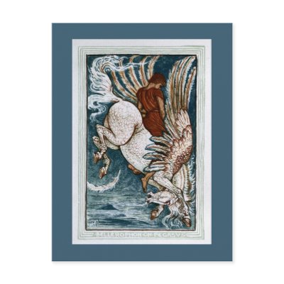Bellerophon on Pegasus Postcard by CuratorCollection