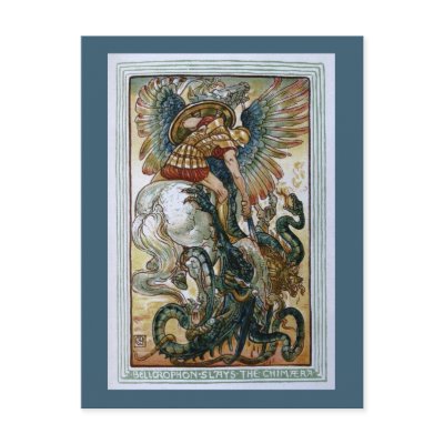 Bellerophon slays the Chimaera Postcard by CuratorCollection