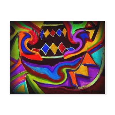 Bellgull Vase Abstract Painting Postcards by BellGull
