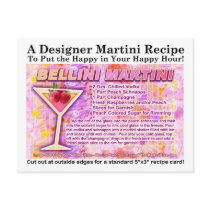 Bellini Martini Recipe Postcard