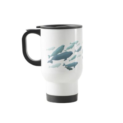 Beluga Whale Art Travel Mug Marinelife Coffee Cup by artist_kim_hunter