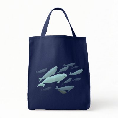Beluga Whale Tote Bags & Blue Beluga Gifts by artist_kim_hunter
