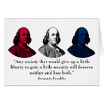 Ben Franklin and Quote -- Red, White, and Blue Greeting Card