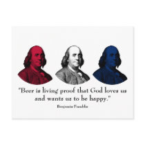 Ben Franklin and Quote -- Red, White, and Blue Postcards