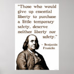 Ben Franklin on Liberty and Safety Posters