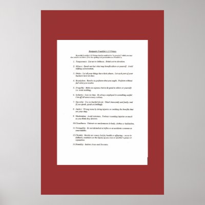 Ben Franklin's 13 Virtues Poster by breath