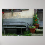 Bench and flowers poster