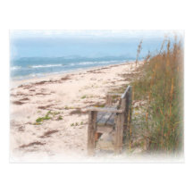 Bench at the Beach Watercolor Painting Post Cards