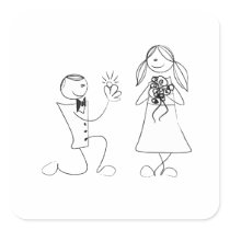 Bended Knee Proposal Wedding Sticker