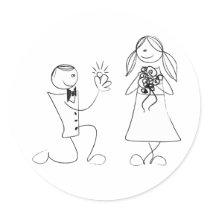 Bended Knee Proposal Wedding Sticker