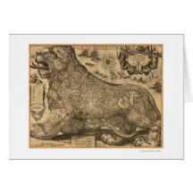 Benelux Leo Belgicus Map of Europe 1611 Card