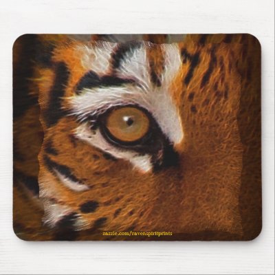 Bengal Tiger Face Eye of Tiger Wildlife Mousemat Mousepads by RavenSpiritPrints