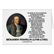 Benjamin Franklin Conversion Of Water Into Wine Greeting Card