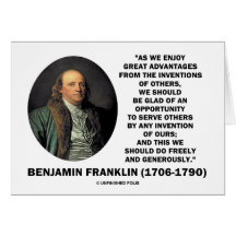Benjamin Franklin Great Advantages Invention Quote Card