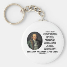 Benjamin Franklin Great Advantages Invention Quote Key Chains