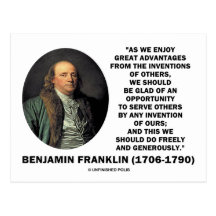 Benjamin Franklin Great Advantages Invention Quote Postcard