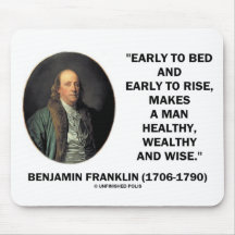 Benjamin Franklin Healthy Wealthy Wise Quote Mouse Mats