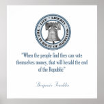 Benjamin Franklin Quote (Money) posters