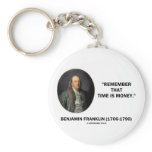 Benjamin Franklin Remember Time Is Money Quote Key Chain