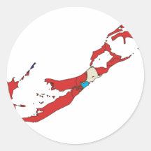Bermuda flag map round stickers