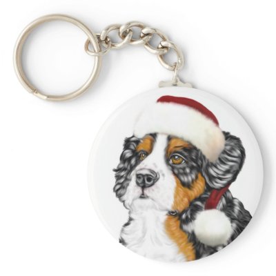 Bernese Mountain Dog Santa Pup Key Chains by DanesRUs