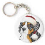 Bernese Mountain Dog Santa Pup keychains