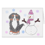 Bernese Mountain Dog & Snowman Cards