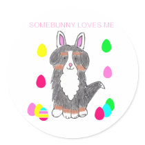 Bernese Mountain Dog Somebunny Loves Me stickers