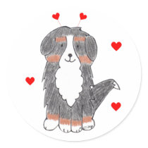 Bernese Mountain Dog Valentine Ears Round Sticker