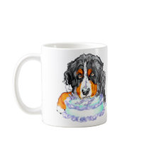 Bernese Mt Dog Cake Face Birthday Coffee Mugs