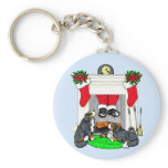 Bernese Mt Dog Santa Drops In Keychain