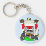 Bernese Mt Dog Santa Drops In Keychain