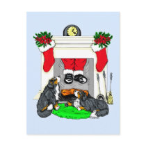 Bernese Mt Dog Santa Drops In Post Card