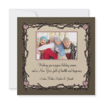 Berries and Hearts Brown Holiday Photo Card