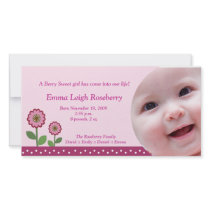 Berry Flower Garden 8x4 Photo Birth Announcement Customized Photo Card