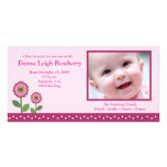 Berry Flower Garden 8x4 Photo Birth Announcement Photo Card Template