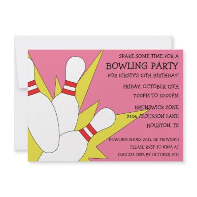 Berry Pink 7-10 Split Bowling Birthday Party Personalised Invite by MaddisonLane