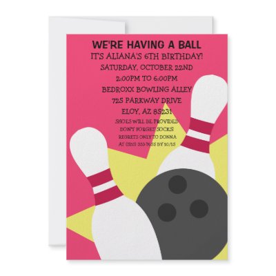Berry Pink On the Ball Bowling Party Invitation by MaddisonLane