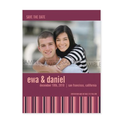 Berry Stripes :: Save the Date Photo Postcard by CSWedding