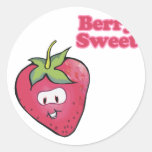 berry sweet cute strawberry round stickers