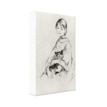 Berthe Morisot - Girl with a Cat Stretched Canvas Print