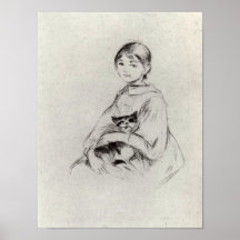 Berthe Morisot-Girl with a Cat Posters