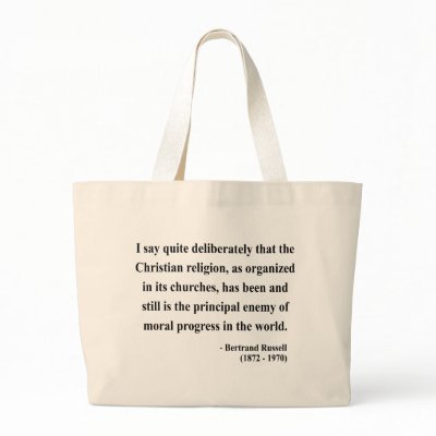 Bertrand Russell Quote 5a Bags by atheist_store
